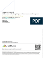 Ni Guerre, Ni Paix: Dislocations de L'ordre Politique Et Décantonnements de La Guerre