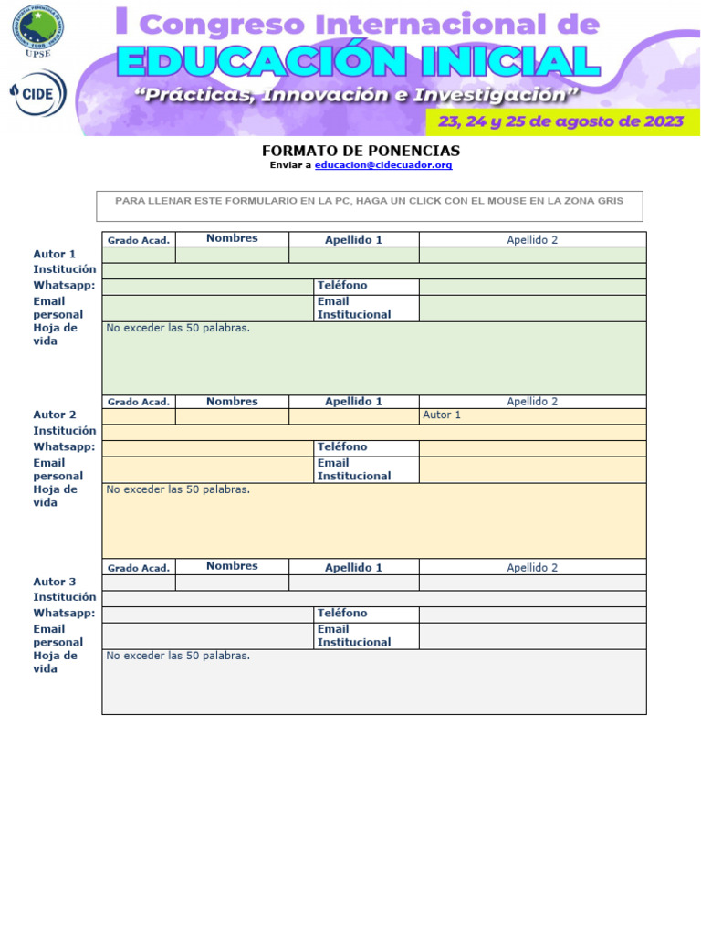 Formato para Envío de Ponencias | PDF | Aprendizaje