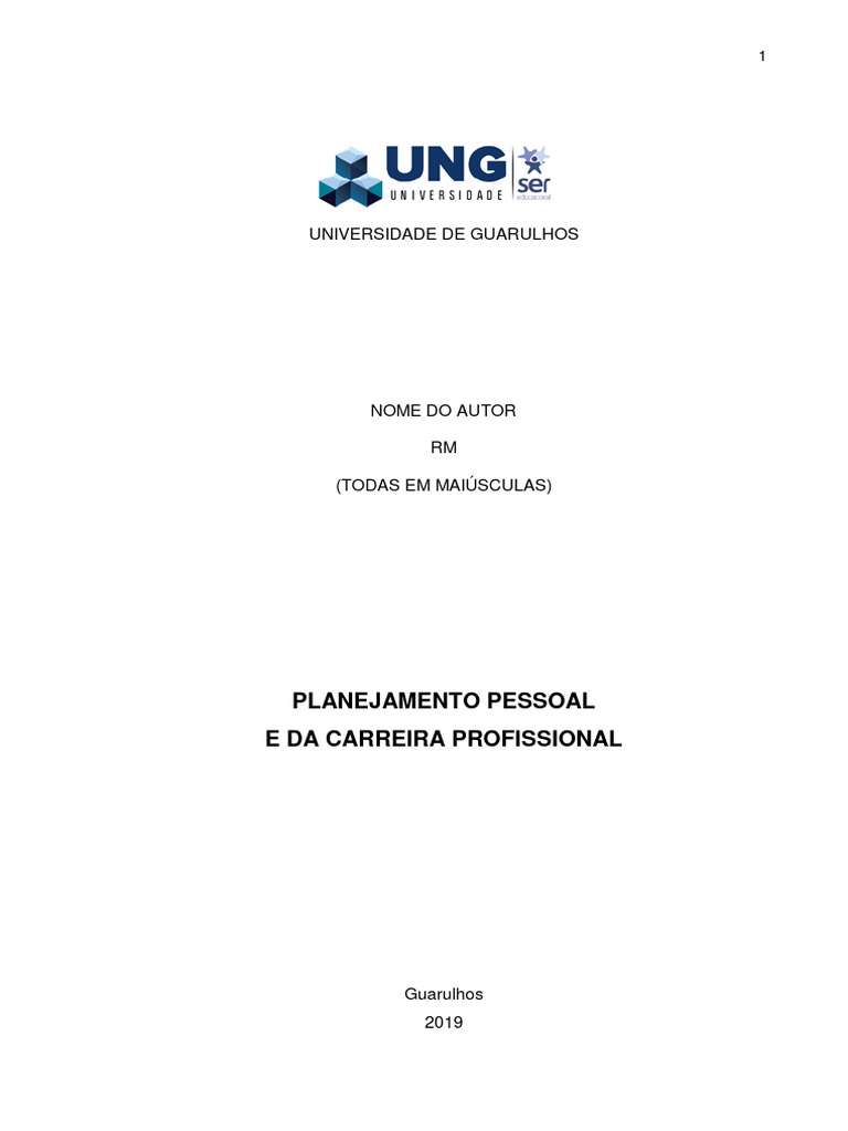 TRABALHO FINAL Projeto - Planejamento Pessoal e Da Carreira ...