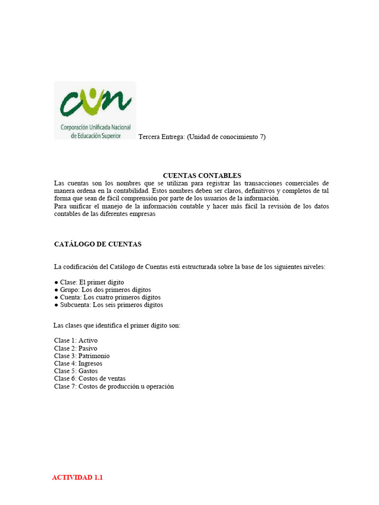 Catálogo y Clasificación de Cuentas Contables | PDF | Contabilidad ...