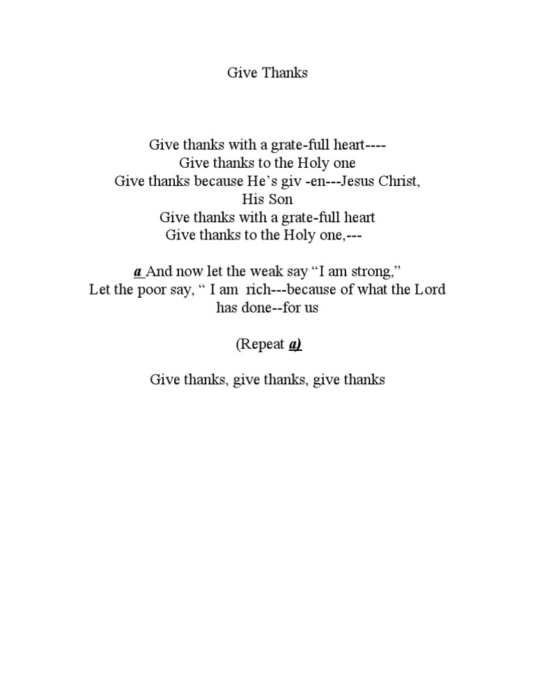 Thanksgiving Song Lyrics and Themes | PDF