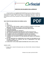 Relação Documentos Necessarios para Admissão