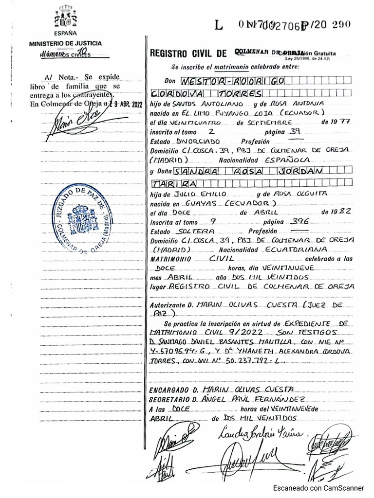 Acta De Matrimonio PDF