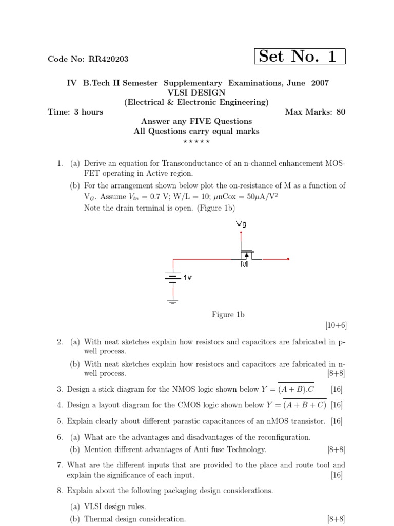 VLSI Design Exam Questions and Solutions | PDF | Mosfet | Cmos