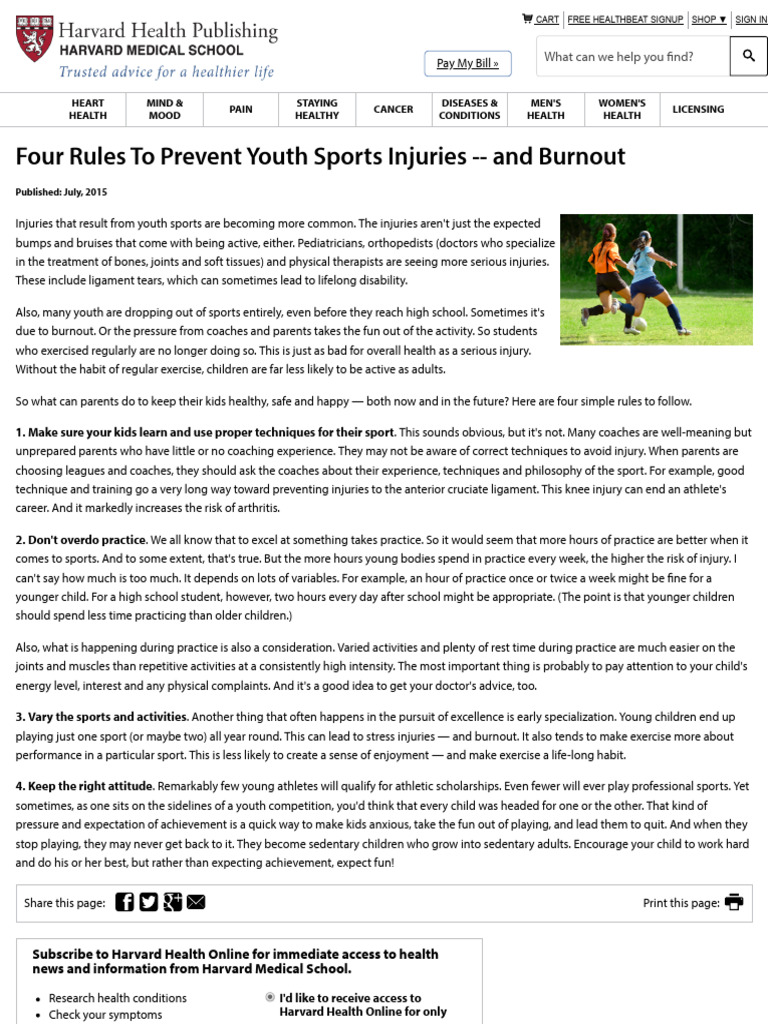 Prevent Youth Sports Injuries & Burnout | PDF | Injury | Clinical Medicine