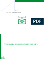 GNS 203 Week 5 Plagiarism and Referencing