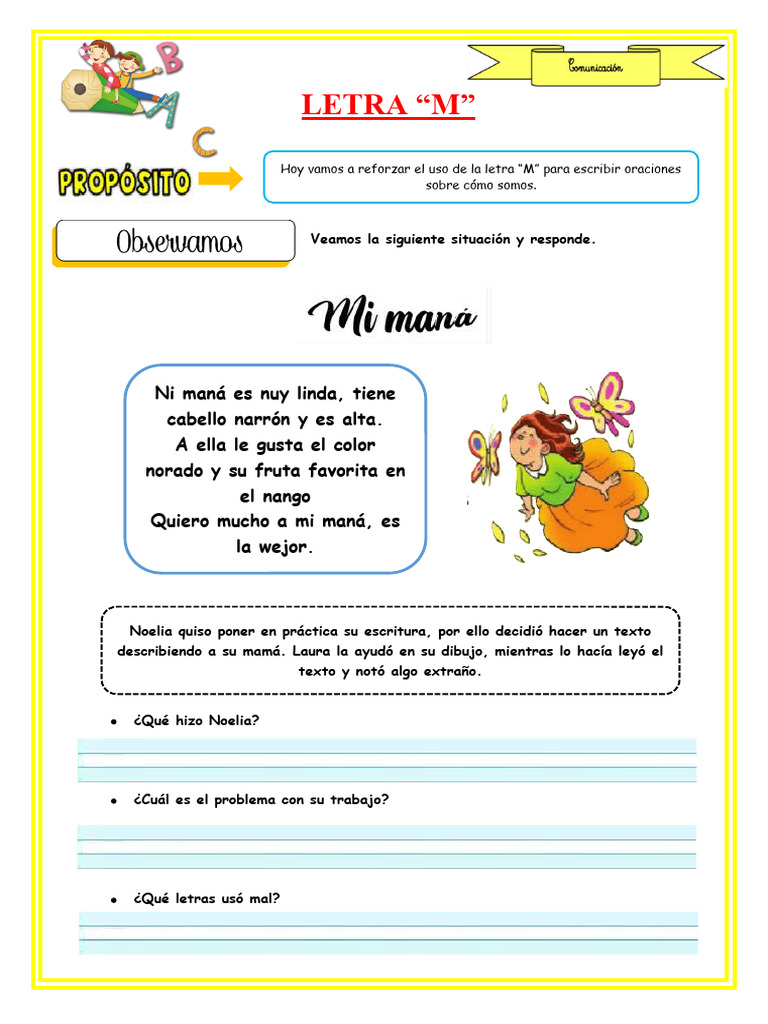 Práctica de la letra M para niños | PDF