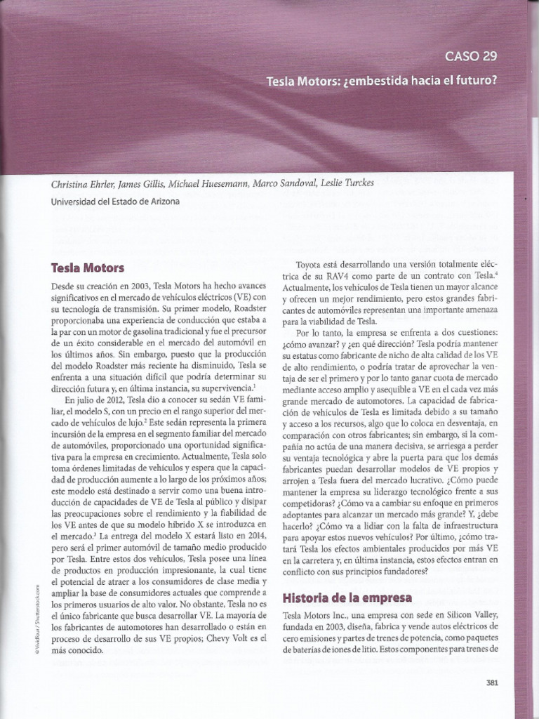 Tesla Motors - Caso de Estudio | PDF