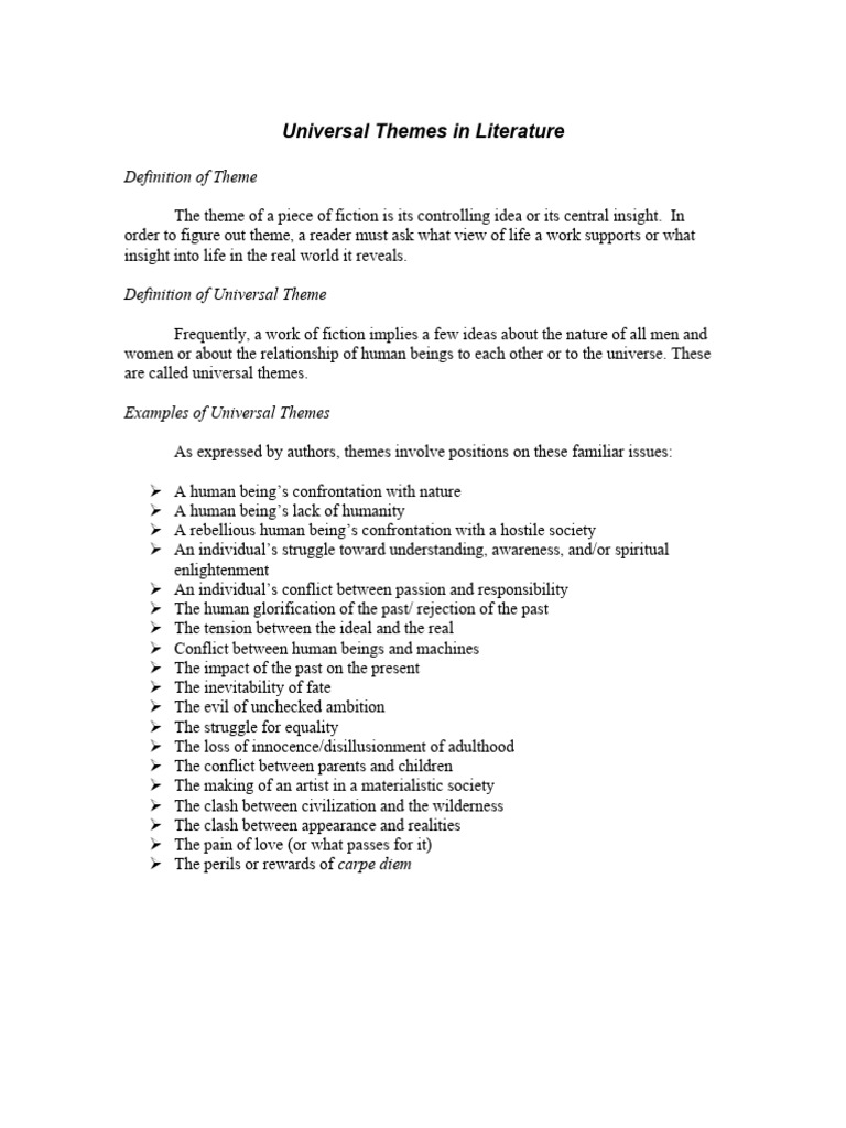 Universal Themes in Literature PDF