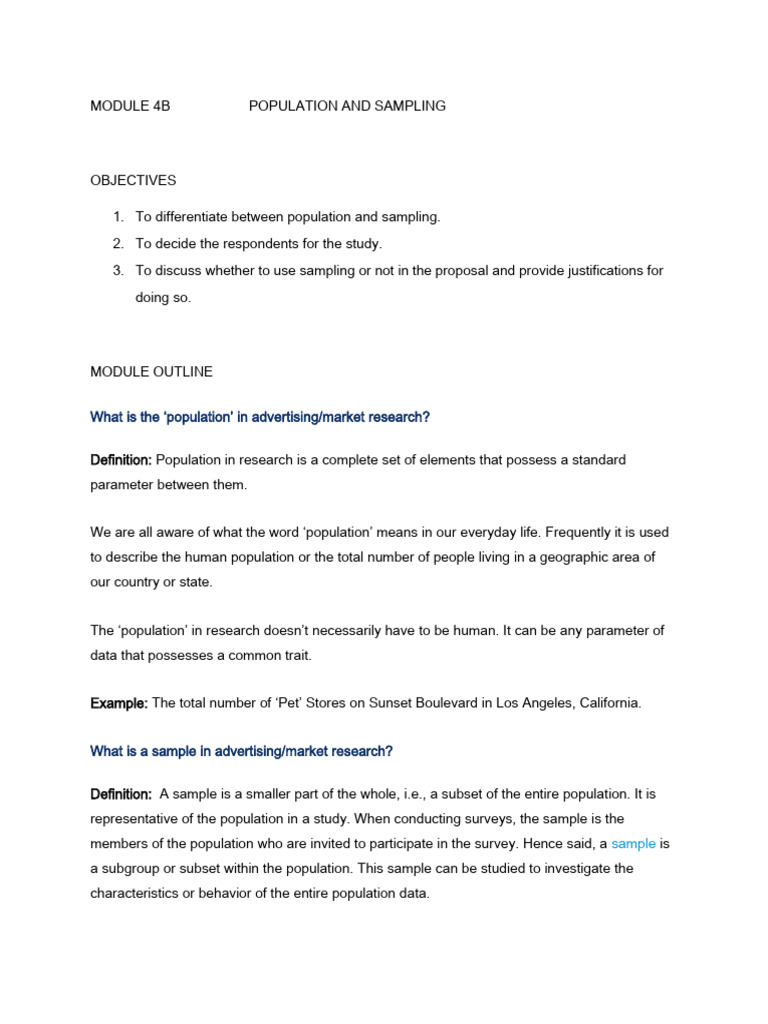 Understanding Population and Sampling in Research | PDF | Sampling ...