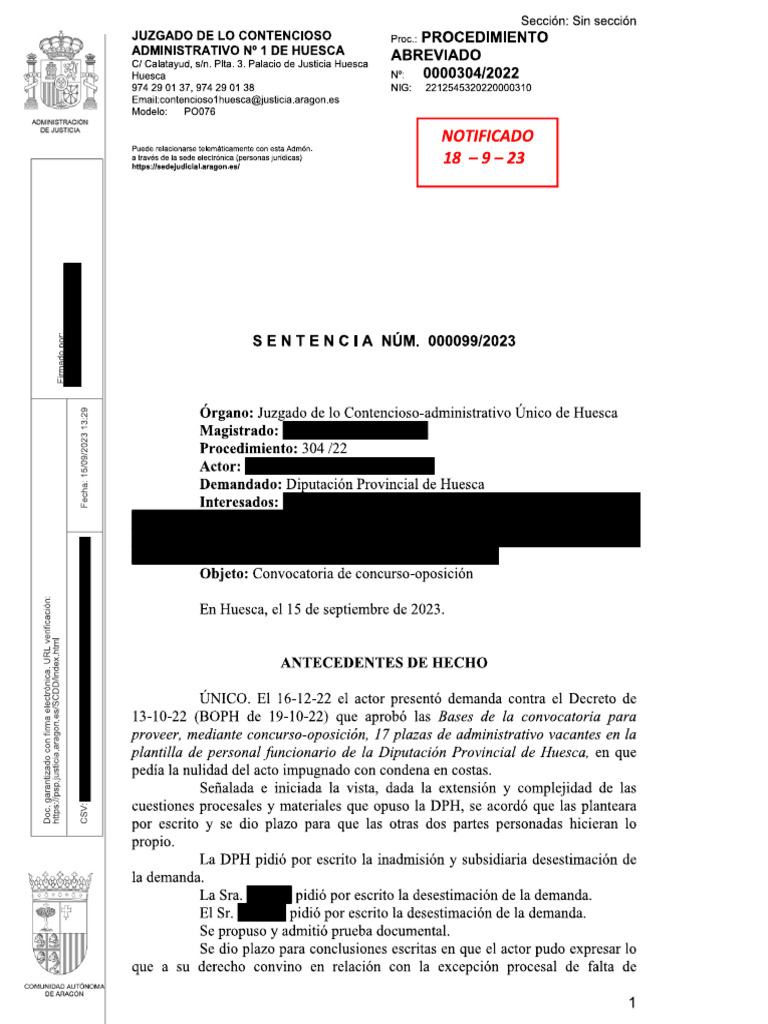 DOCUMENTO 1 Sentencia Del Juzgado de Los Contencioso Administrativo | PDF