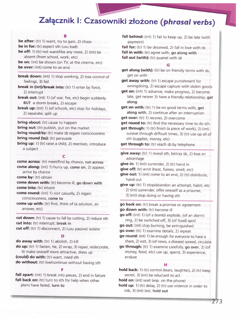 B1 Phrasal Verbs Matura Repetytorium Poziom Podstawowy | PDF