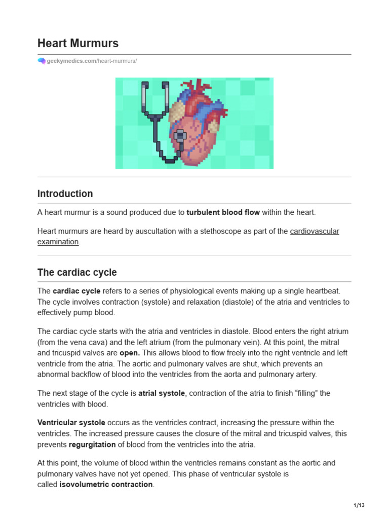Heart Murmurs | PDF | Heart Valve | Ventricle (Heart)
