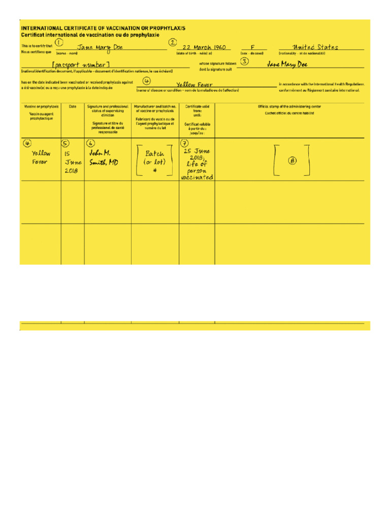 Yellow Fever Vaccination Certificate | PDF | Yellow Fever | Epidemics