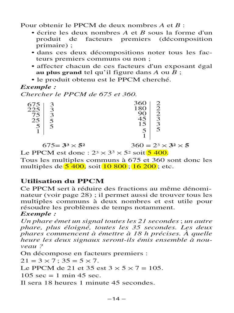 Calcul du PPCM et ses applications | PDF | Méthodes et références ...