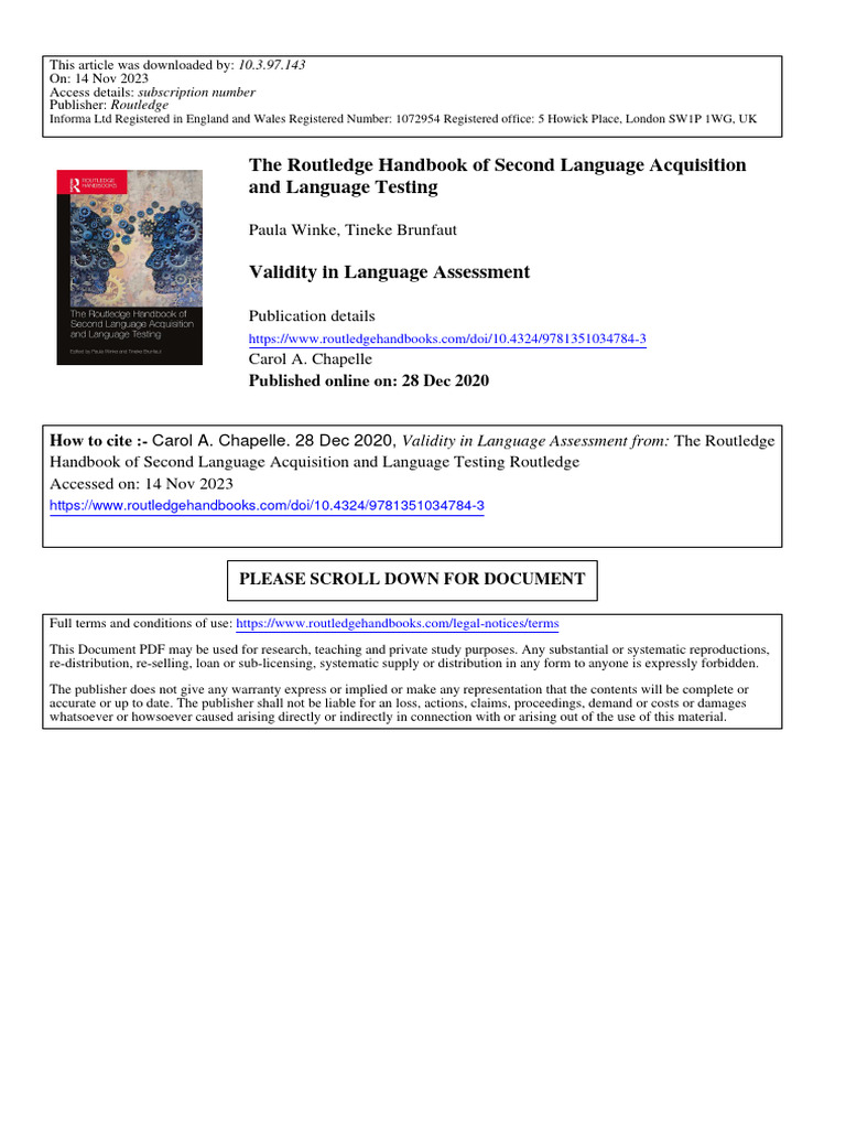 Validity in Language Assessment Explained | PDF | Validity (Statistics ...