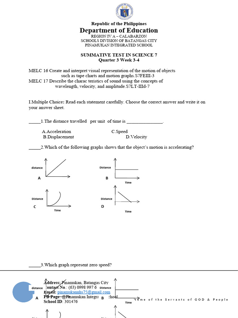 SCIENCE 7 Q3 Week 3 4 Summative Test | PDF | Waves | Electromagnetic ...