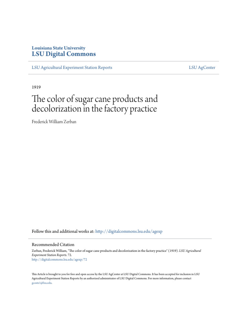 1919 The Color of Sugar Cane Products and Decolorization in The Factor ...