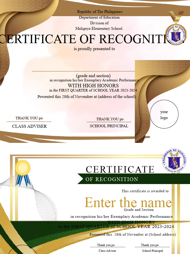 Certificate of Recognition PDF Government Agencies Separation Of