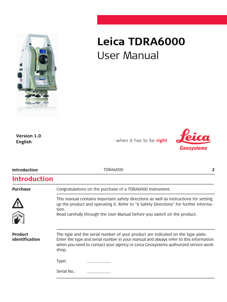 Leica TDRA6000 User Manual | PDF | Computer Keyboard | Computer Data ...