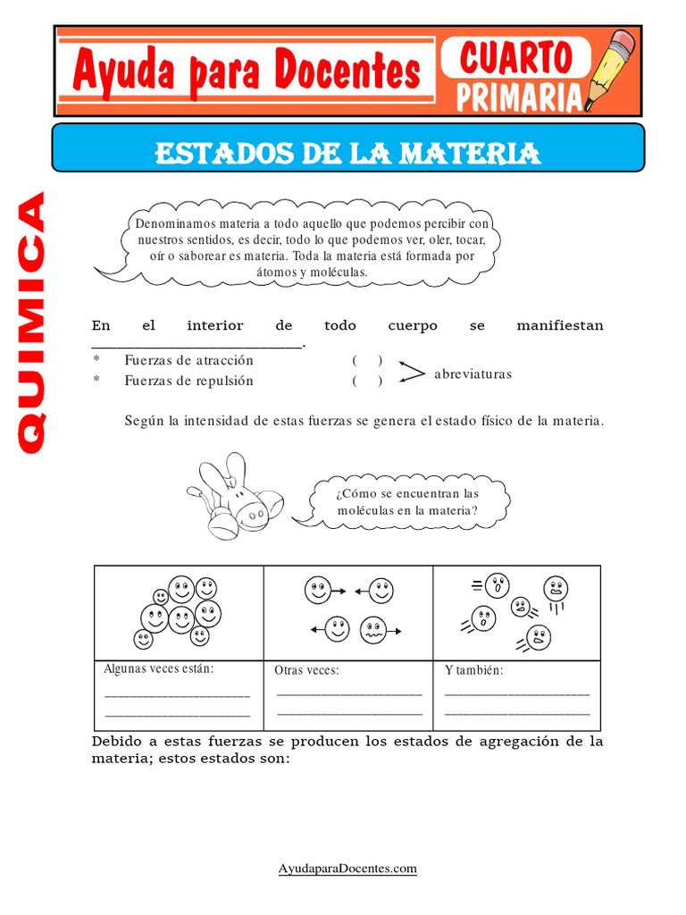 Estados de La Materia para Cuarto de Primaria 1 | PDF | Importar | Gases