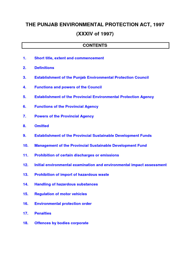 Punjab Environmental Protection Act 1997 With All Amendements PDF