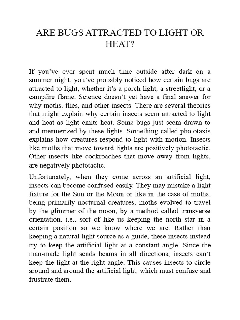 Are Bugs Attracted To Light or Heat PDF