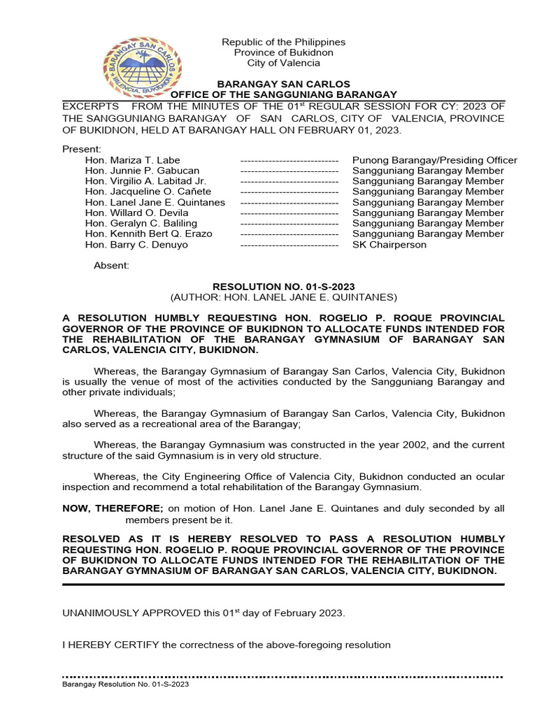 Resolution for Gym Rehabilitation | PDF