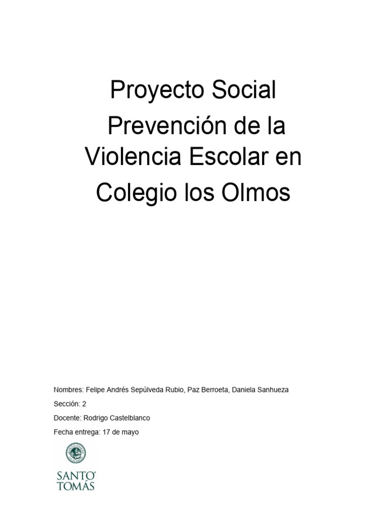 Proyecto Social Violencia Escolar... | PDF | Metodología de encuesta ...