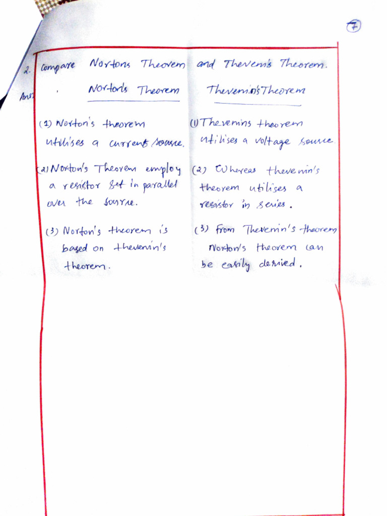 Difference Between Nortons Theorem and Thevenins Theorem | PDF
