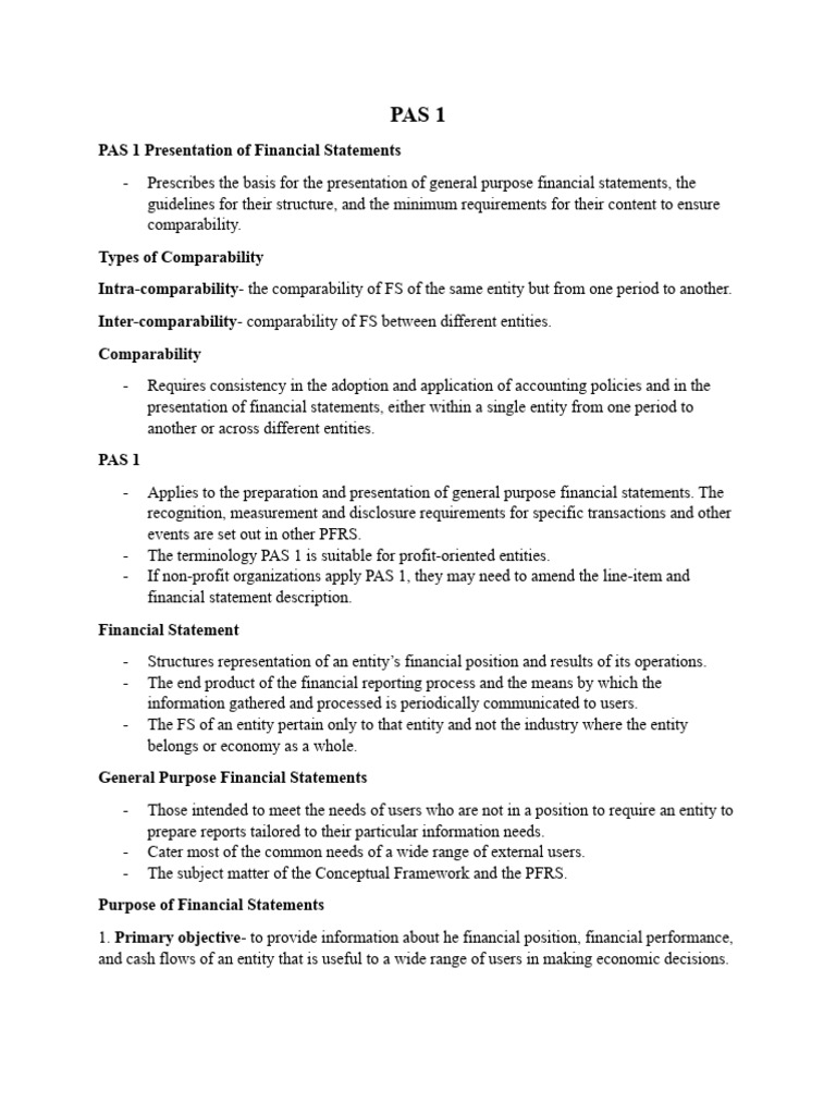 Overview of PAS 1 Financial Statements | PDF | Inventory | Financial ...