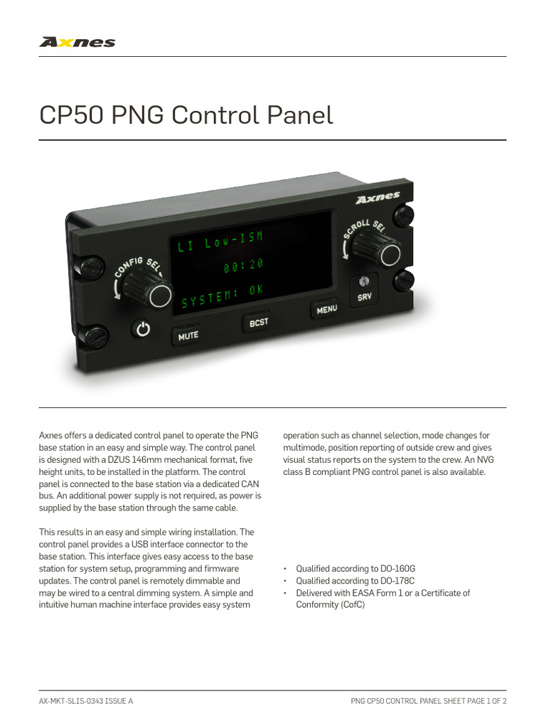 PNG CP50 Control Panel Overview | PDF