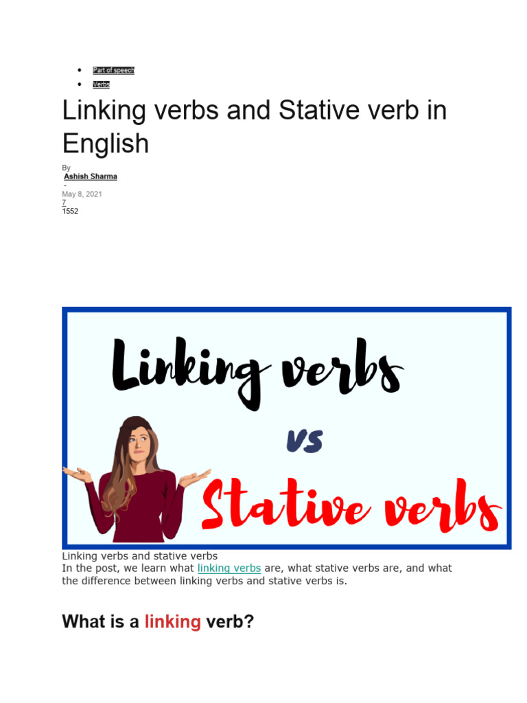 Linking vs. Stative Verbs Explained | PDF | Verb | Adjective