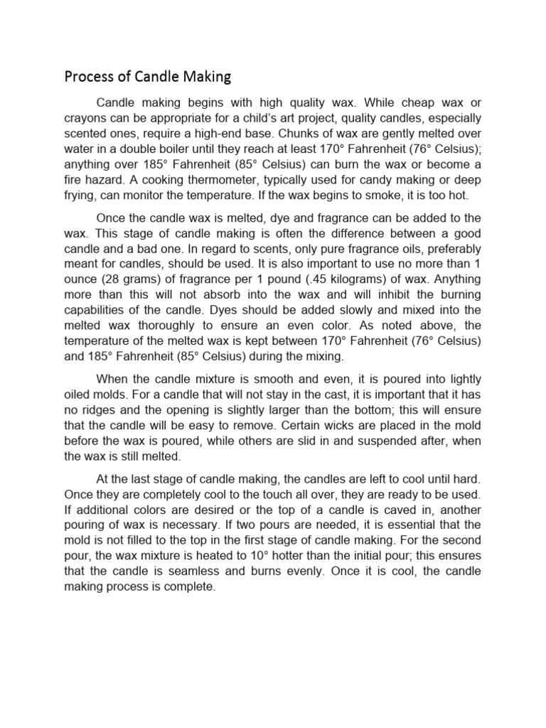 Process of Candle Making PDF