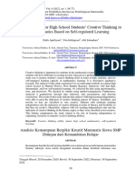 Analyzing Junior High School Students' Creative Thinking in Mathematics Based On Self-Regulated Learning