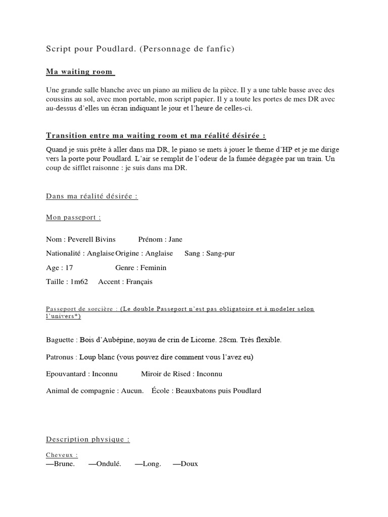 Script de fanfic : Poudlard et DR | PDF | Séries de romans de fantasy ...