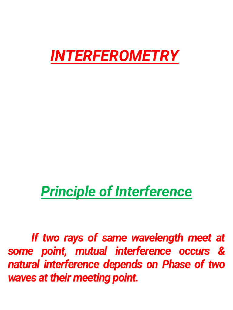 Interferometry PDF Interferometry Optics