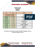 October Exam Timetable Middle 3