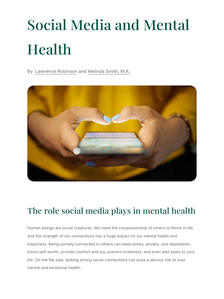 Social Media's Impact on Mental Health | PDF | Popular Culture & Media ...