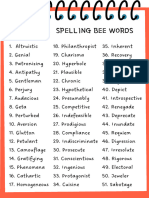 Spelling Bee Words For High School