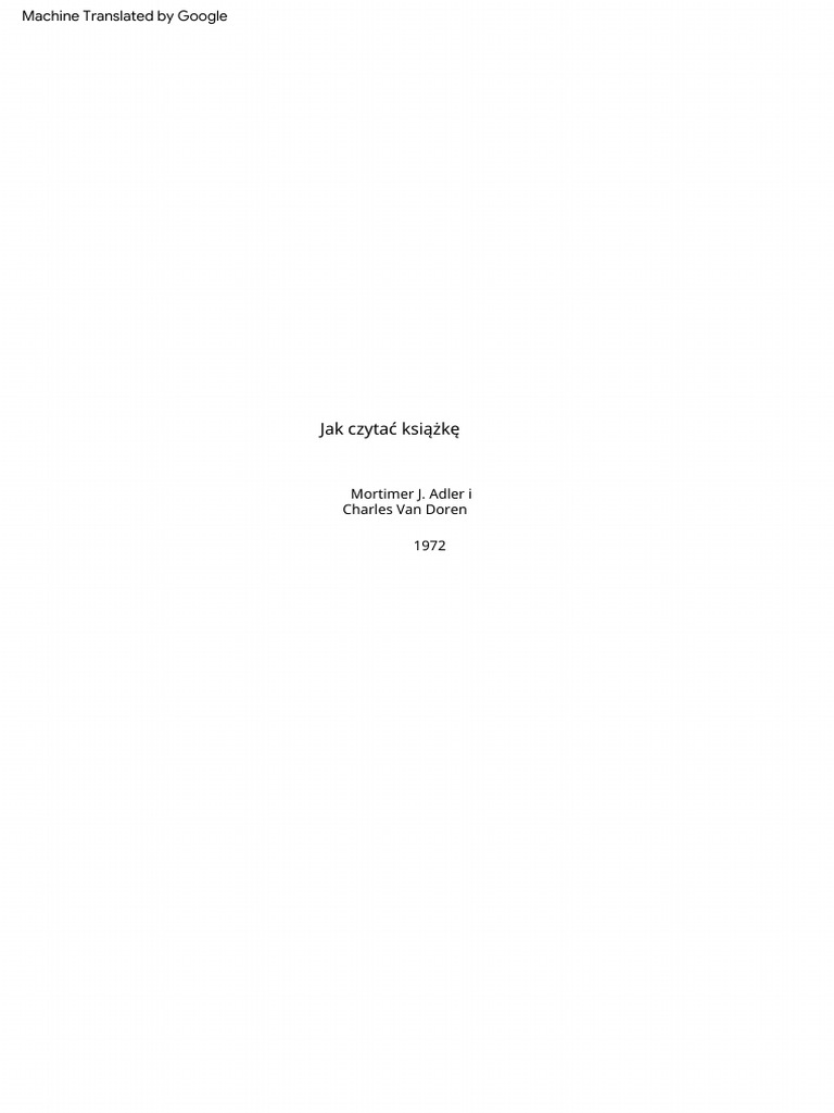 How To Read A Book PL | PDF