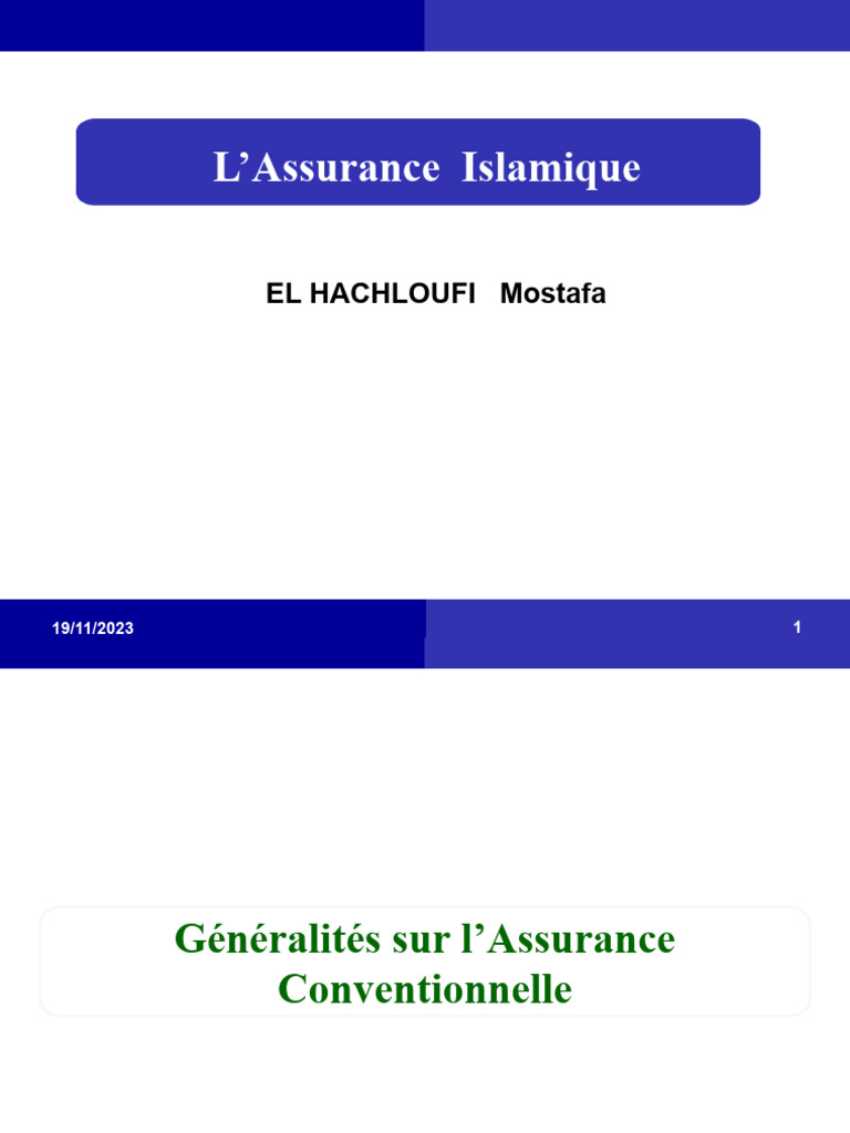 L assurance islamique el hachloufi mostafa pdf assurance r assurance