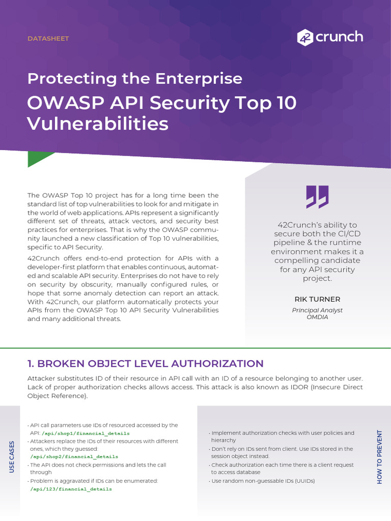 OWASP API Security Top 10 Guide | PDF | Password | Authentication