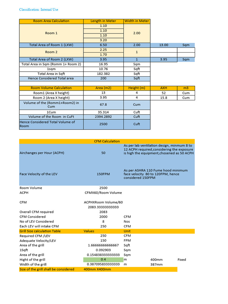Grill Size Calculation PDF Quantity Metrology