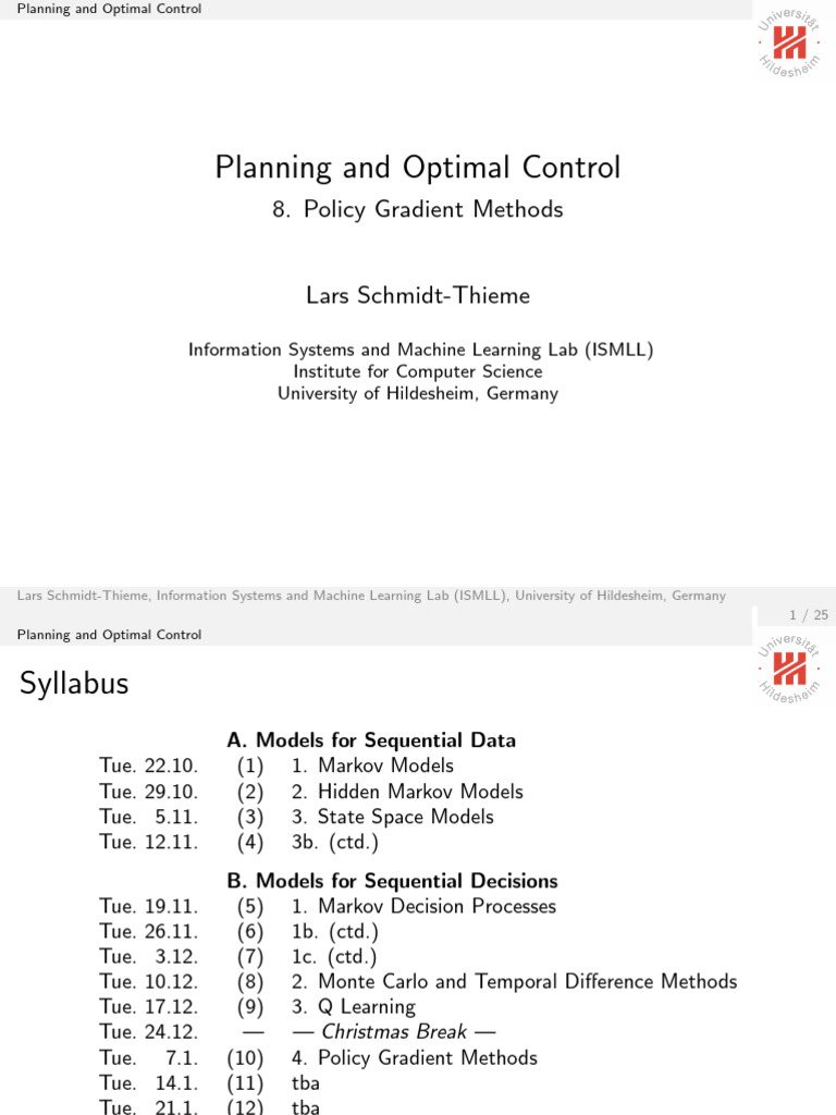 Planning and Optimal Control Policy Gradient Methods | PDF | Applied ...
