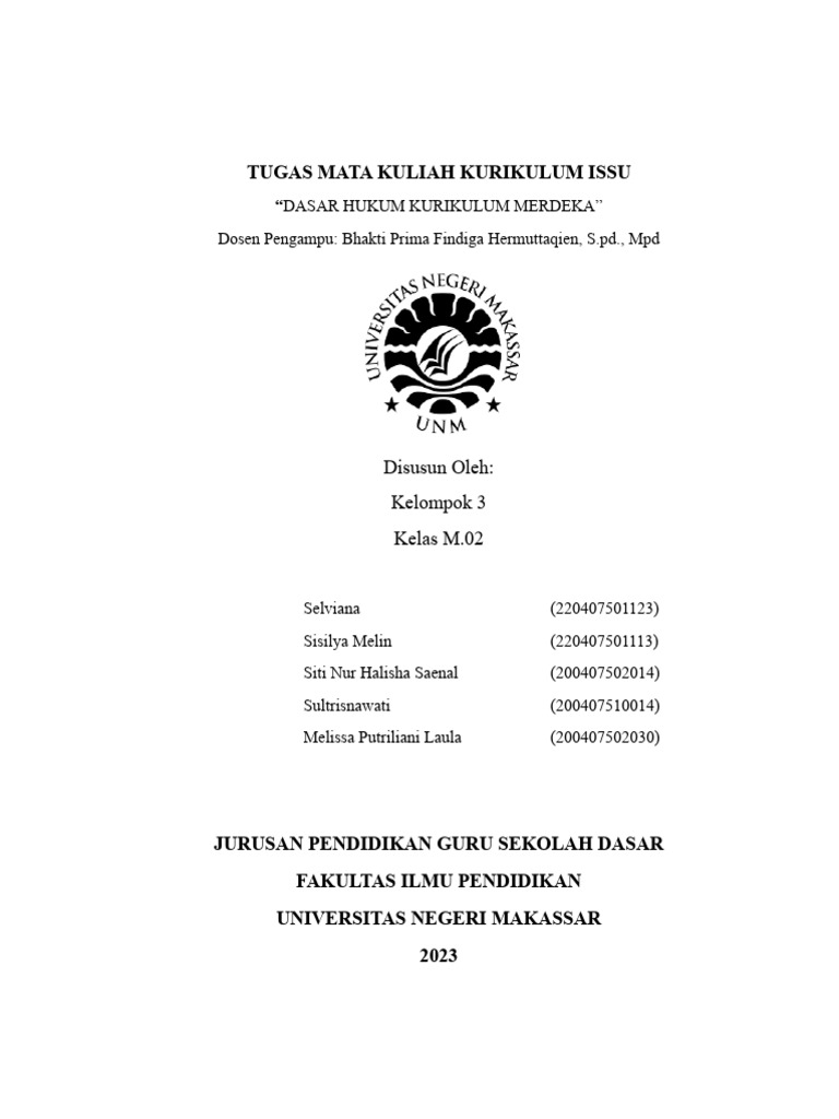 Dasar hukum kurikulum merdeka pdf