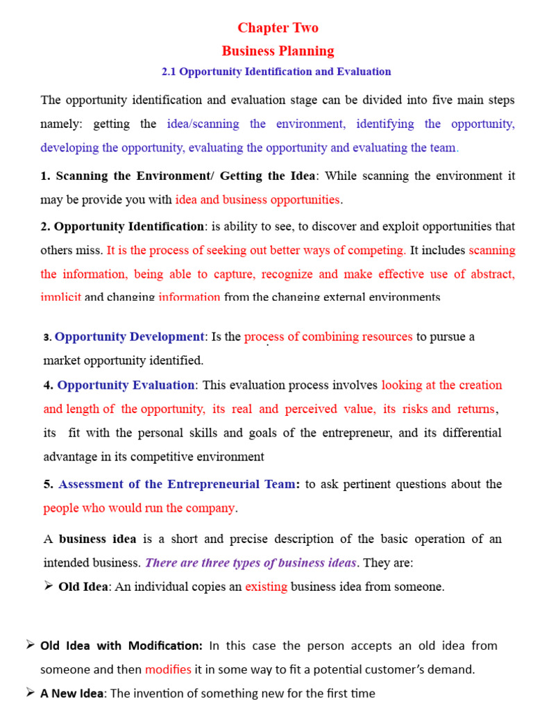 Chapter 2 Business Planning Pdf Entrepreneurship Goal