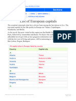 List of European Capitals by Countries