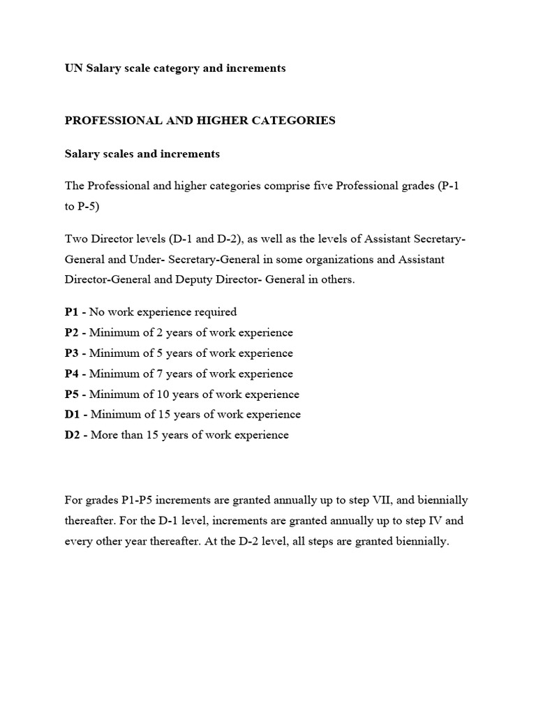 UN Salary Scale Categories PDF