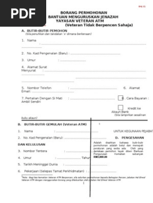 Borang Baru Bantuan Khairat Kematian Veteran Atm Pdf